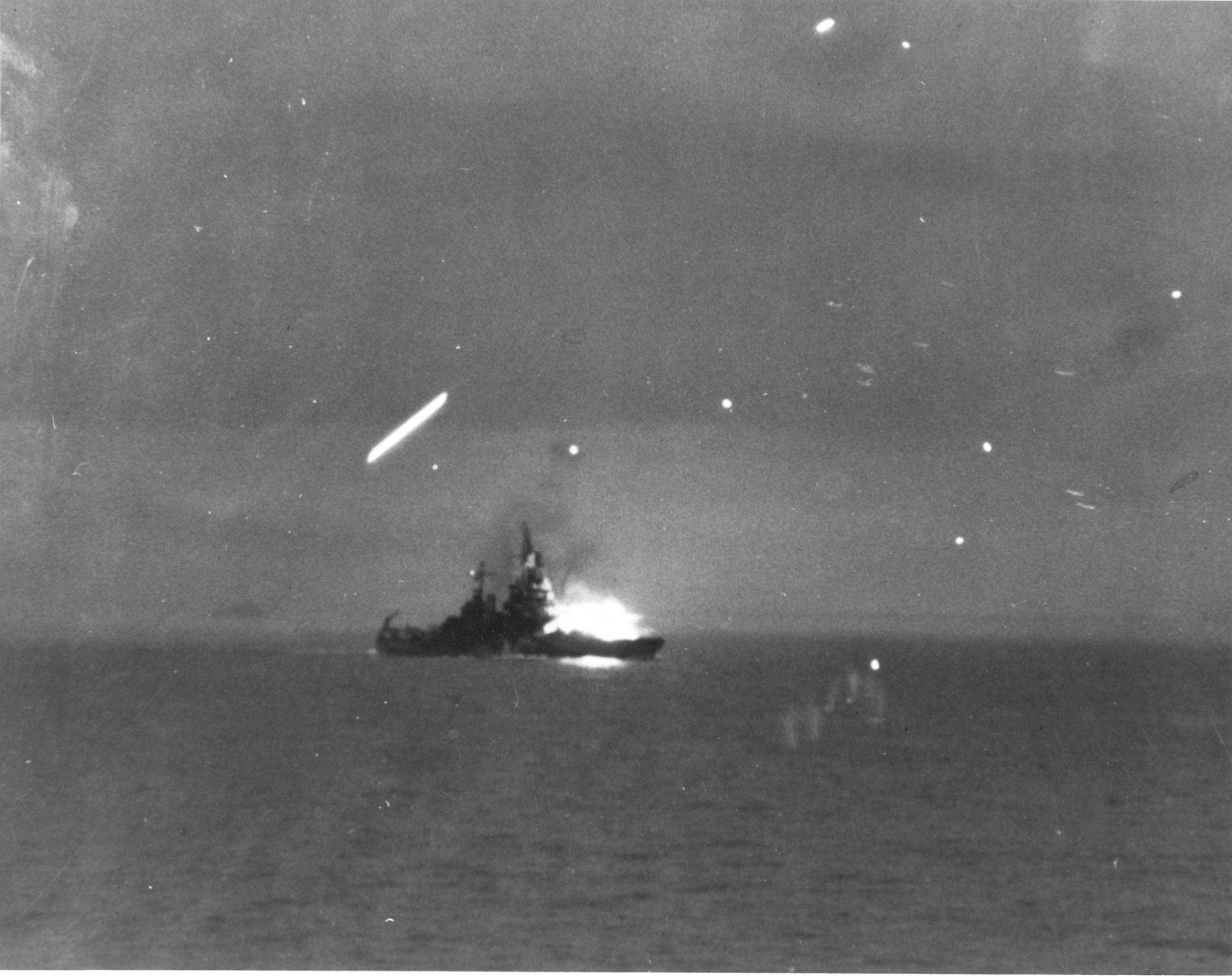 USS New Mexico firing, circa May 1945