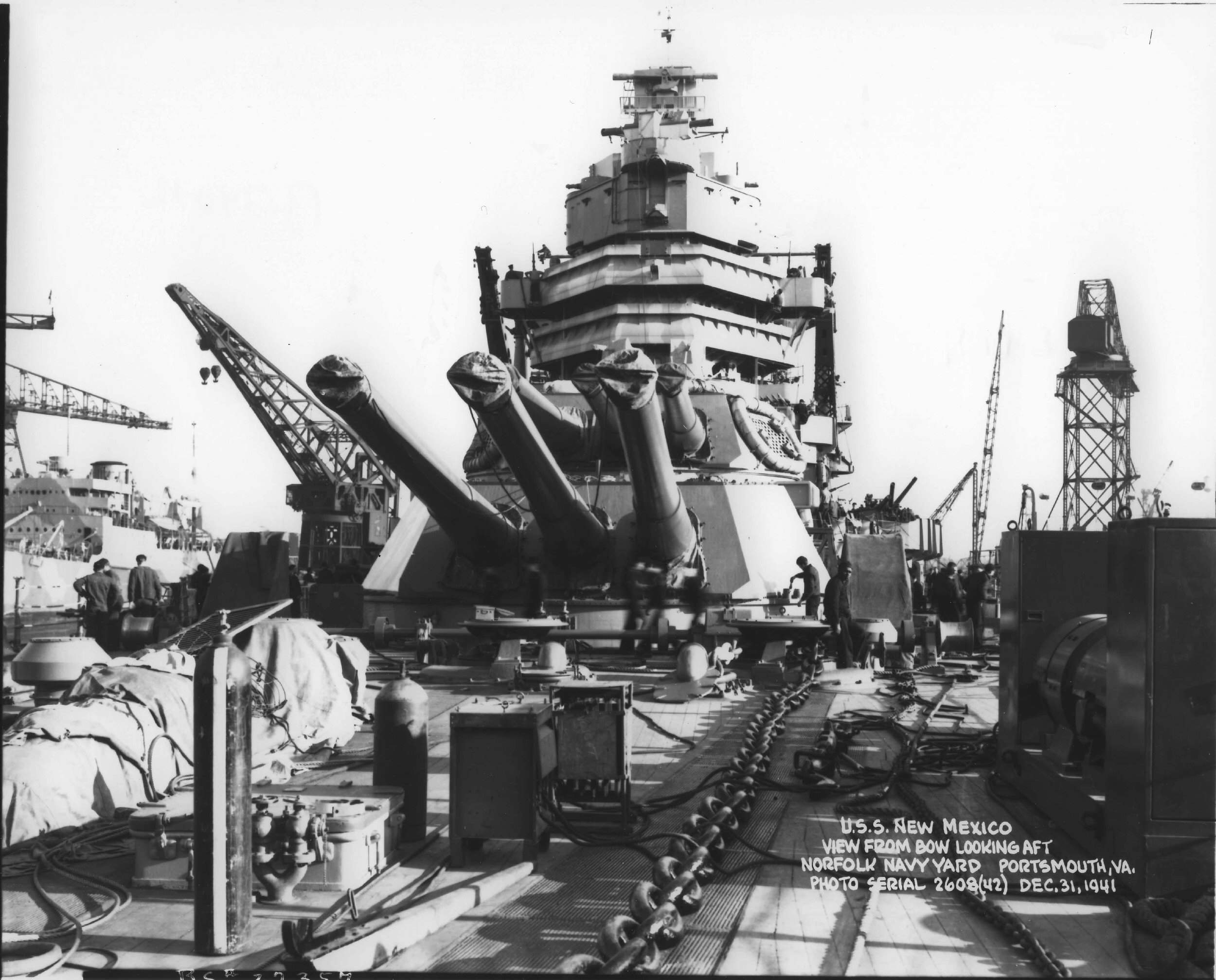 USS New Mexico, Norfolk Navy Yard, Portsmouth, Virginia, United States, 31 Dec 1941, photo 3 of 5