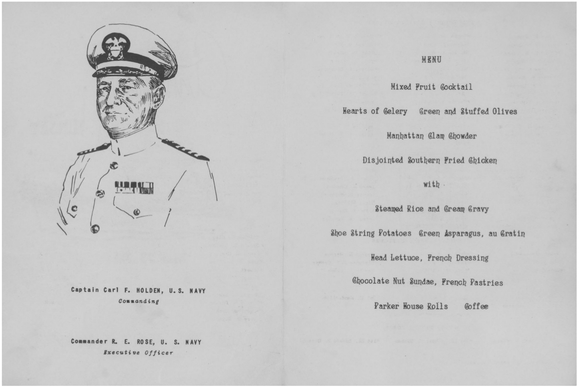 Program of the first anniversary celebration aboard USS New Jersey, 23 May 1944, page 2 of 3