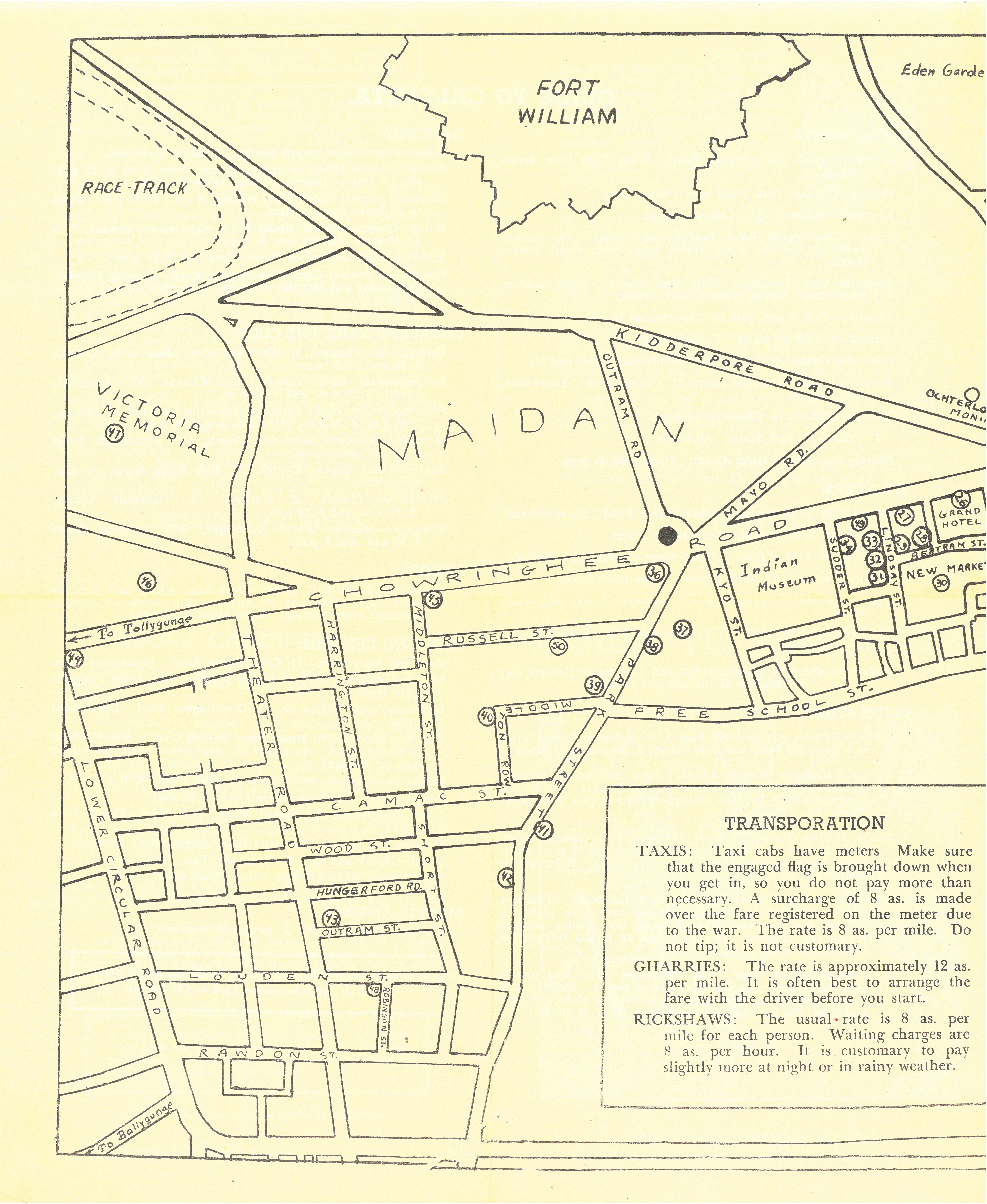 American Red Cross pamphlet 'Guide to Calcutta', May 1944, map 1 of 2