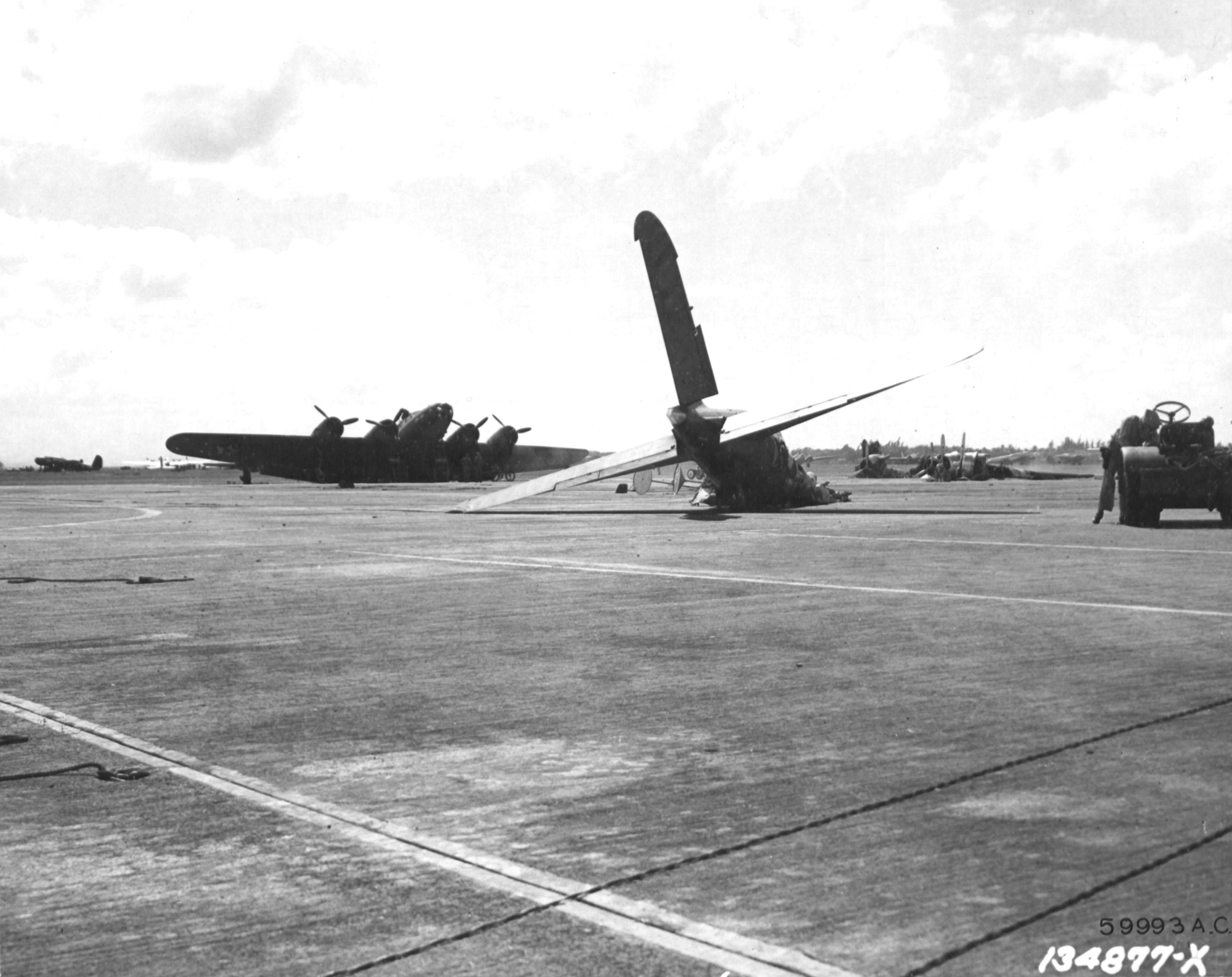 Wreck of B-17C bomber at Hickam Field, US Territory of Hawaii, 7 Dec 1941. Photo 2 of 2.