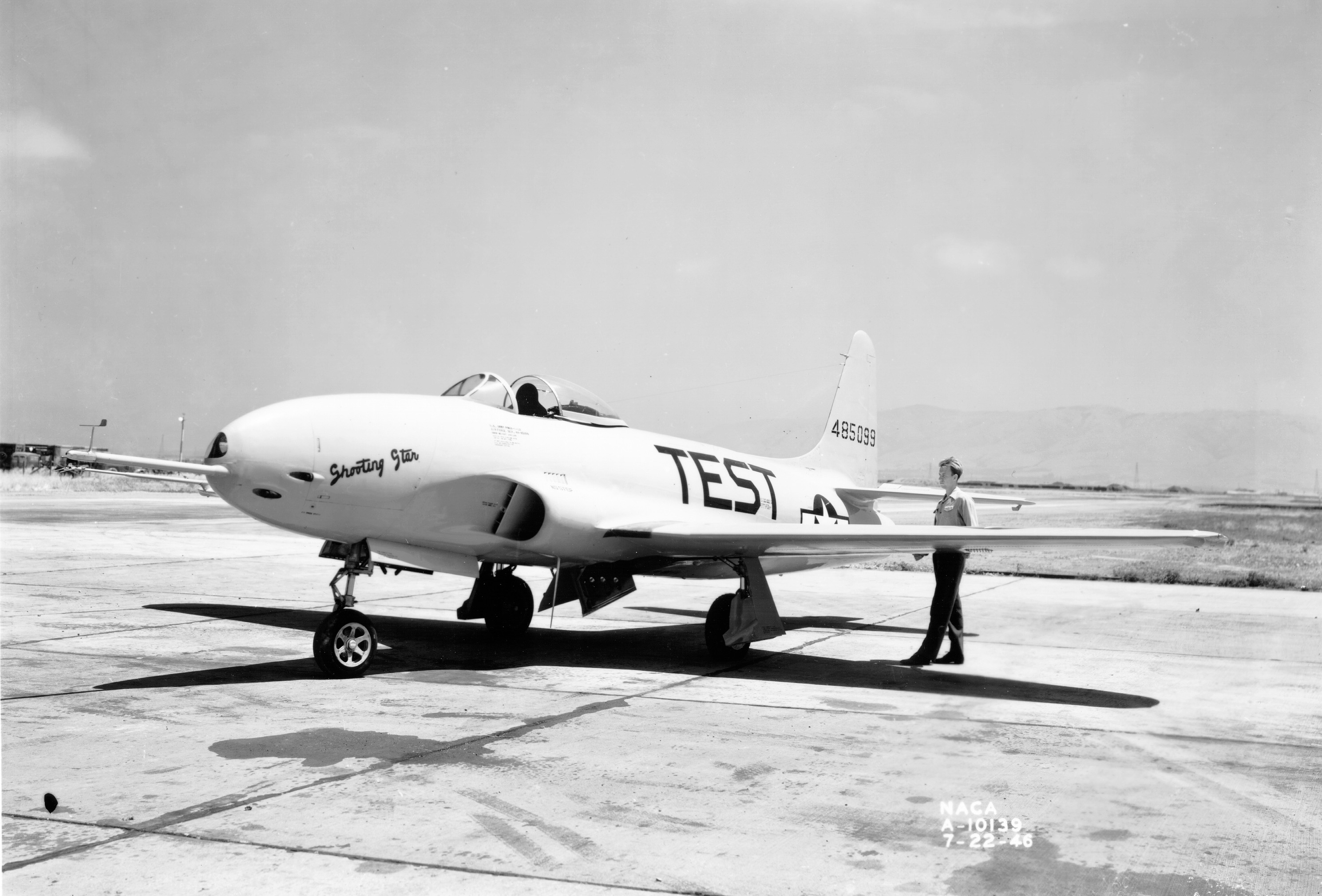 P-80A Shooting Star aircraft, Ames Aeronautical Laboratory, Moffet Field, California, United States, 22 July 1946