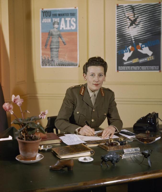 Director of Auxiliary Territorial Service Jean Knox at her desk, England, United Kingdom, 1941-1943