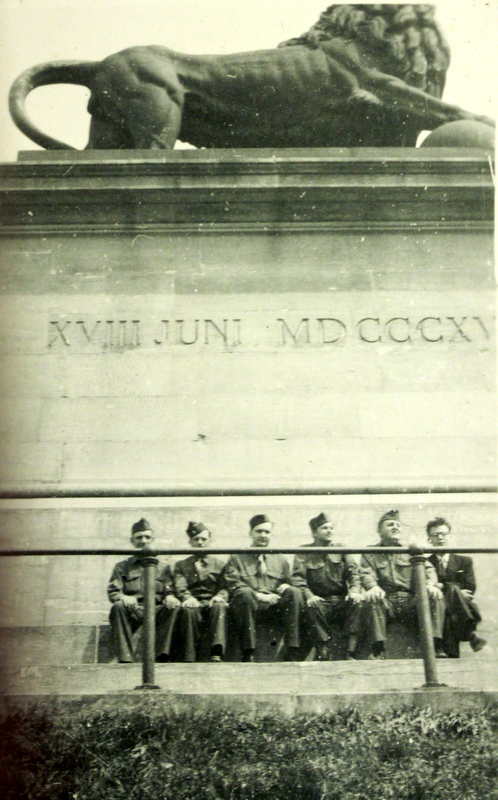 US servicemen at the Lion's Mound, Braine-l'Alleud, Belgium, May 1945, photo 1 of 2