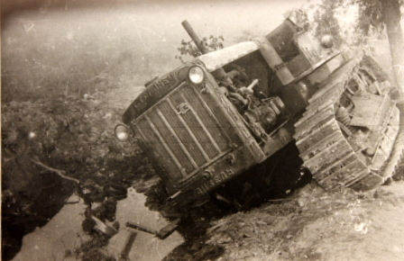 Wrecked tractor, Eastern Europe, date unknown