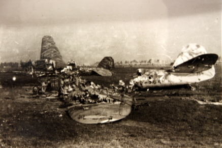 Wrecked unidentified aircraft in Eastern Europe, date unknown