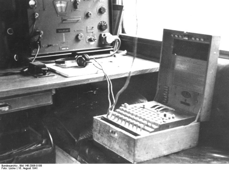 Enigma machine in a radio car of German 7th Panzer Division, 16 Aug 1941