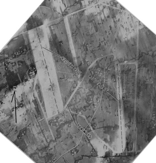 Aerial view of Soton Airfield, Soton, Taichu (now Caotun, Nantou), Taiwan, 14 Jan 1945