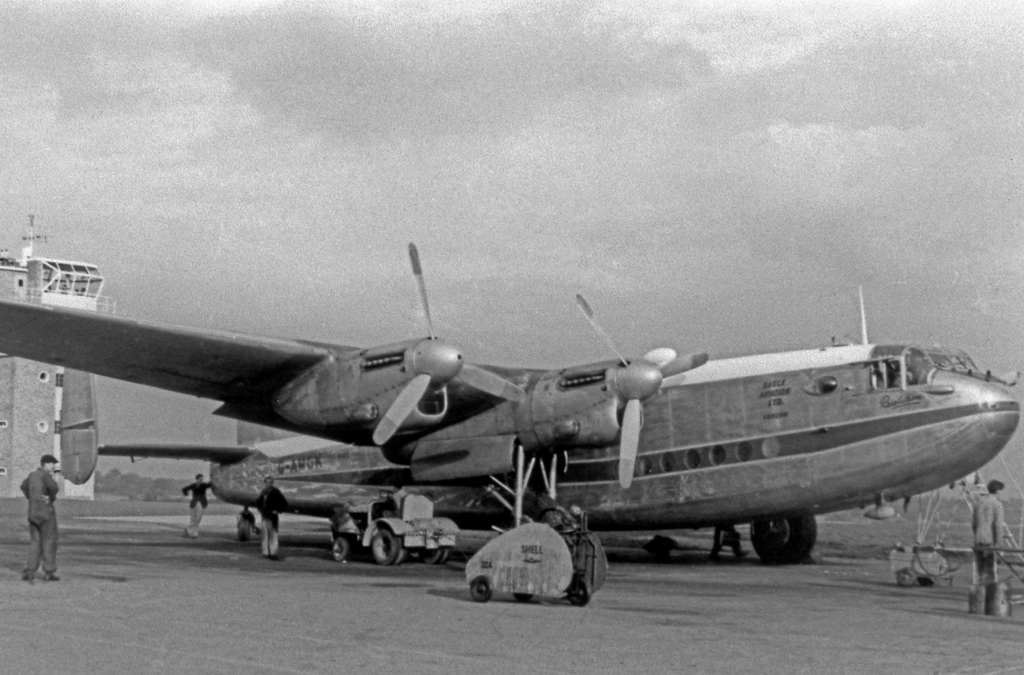 Avro York G-AMGK aircraft of Eagle Aviation Limited, Luton Airport, Luton, England, United Kingdom, 1952