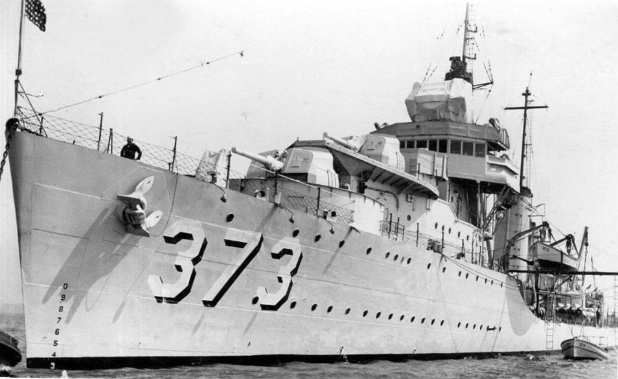 Destroyer USS Shaw moored at Philadelphia Navy Yard, 26 Jan 1937.