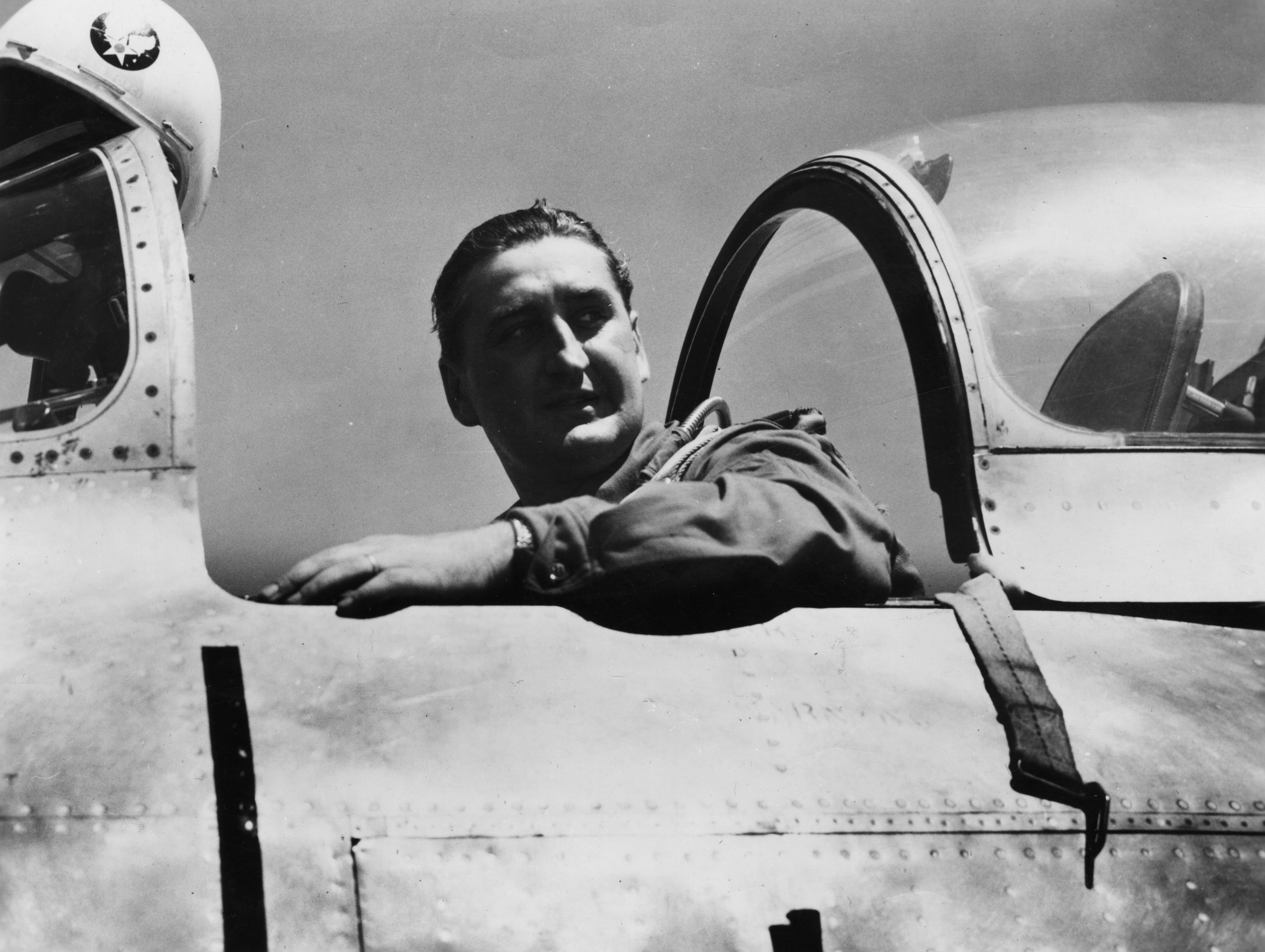 Colonel Francis Gabreski in the cockpit of his F-86 Sabre fighter, 1952