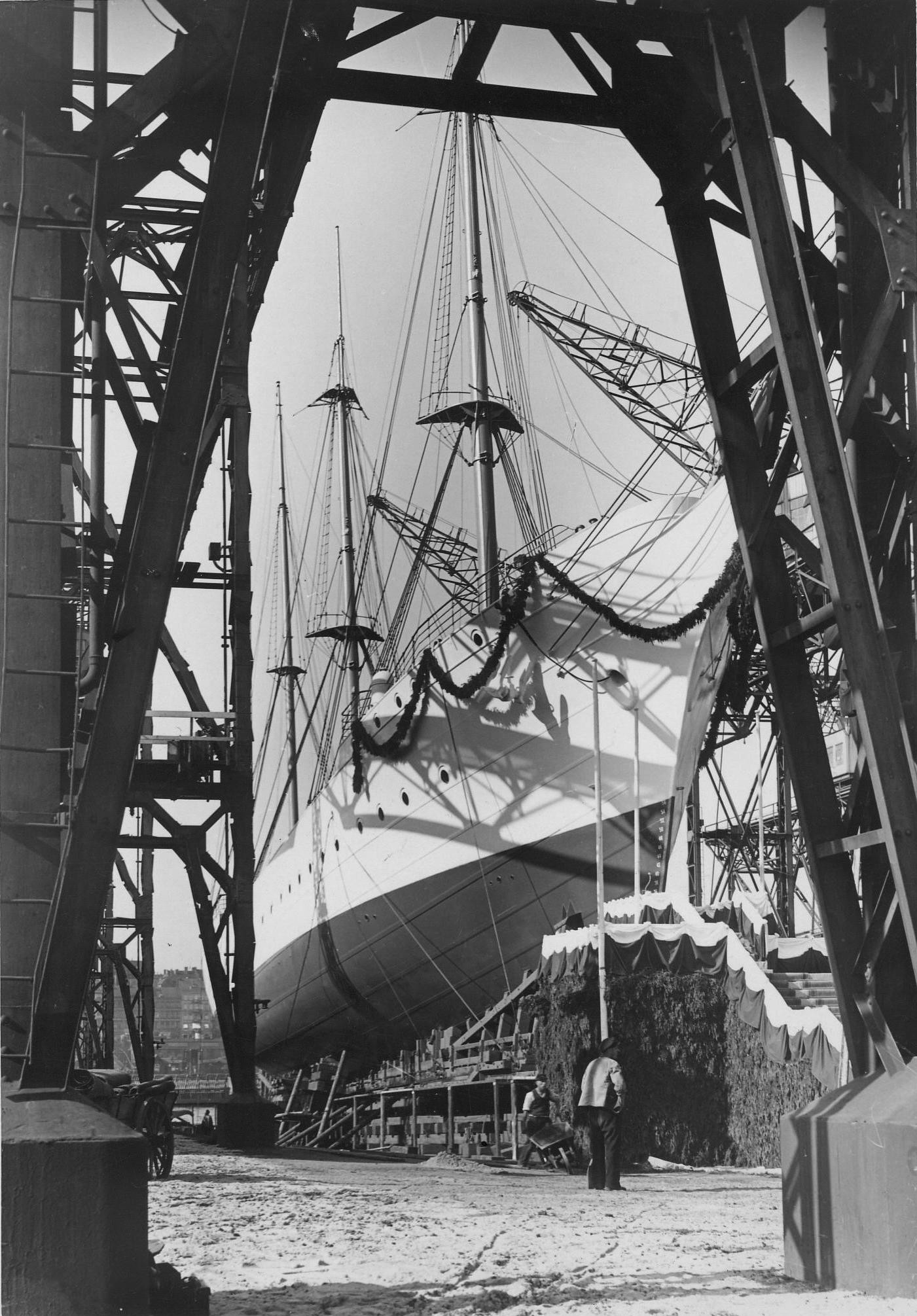 Launching of Horst Wessel, Blohm und Voss shipyard, Hamburg, Germany, 13 Jun 1936