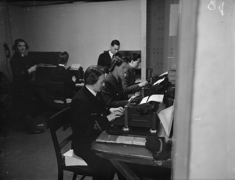 WRNS, ATS, and WAAF officers at work aboard HMS Bulolo during the Casablanca Conference, Casablanca, Morocco, circa 14 Jan 1943