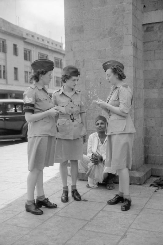WAAF Deputy Assistant Provost Marshal Flight Officer Miriam Vink with policewomen Sergeant Annie Miller and Corporal Marion Jacklin, Bombay, India, 1941-1945