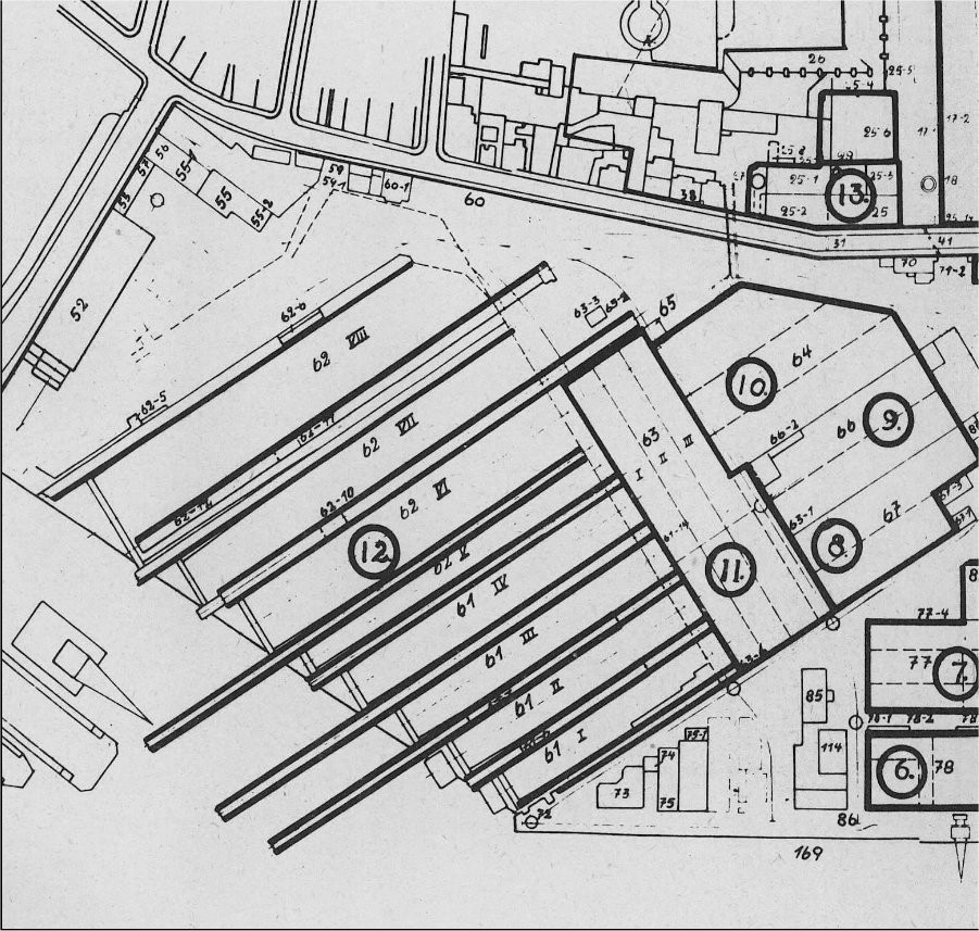Shipyard plan of Germaniawerft yard in Kiel, Germany, date unknown