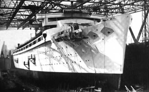 Launching of Wilhelm Gustloff, Slip VII of Blohm und Voss shipyard, Hamburg, Germany, 5 May 1937