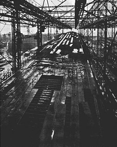 Ocean liner Imperator under construction, Vulcan shipyard, Hamburg, Germany, 1910-1911