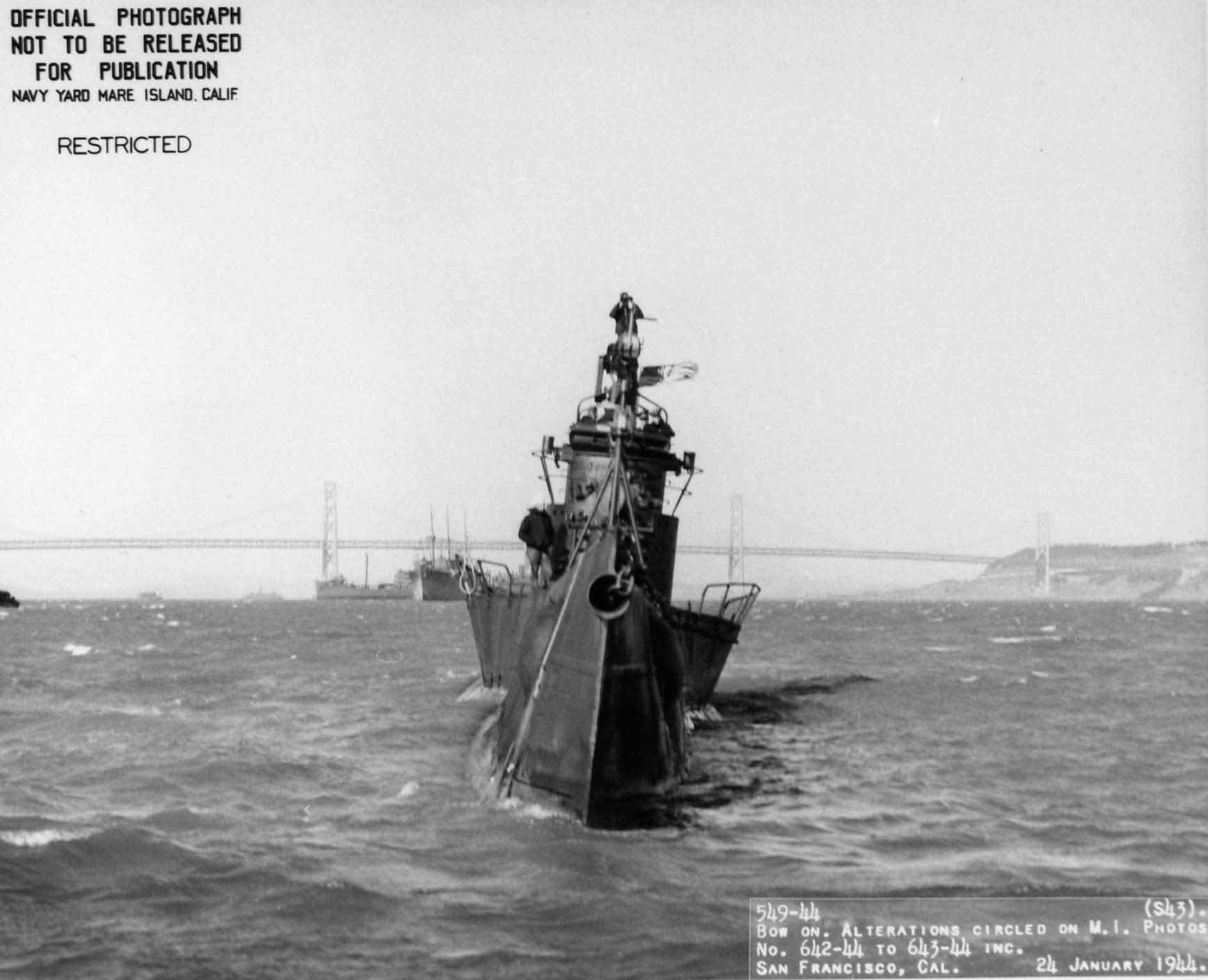 USS S-43 off San Francisco, California, United States, 24 Jan 1944, photo 3 of 5