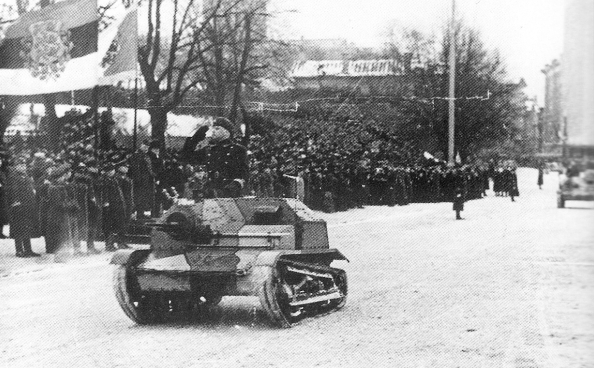 TKS tankette in the Estonian anniversary parade, Tallinn, Estonia, 24 Feb 1937
