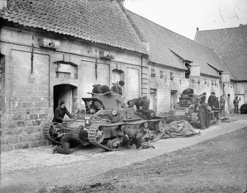 Men of British 4th Royal Tank Regiment and Matilda I tanks, Acq, France, 19 Oct 1939