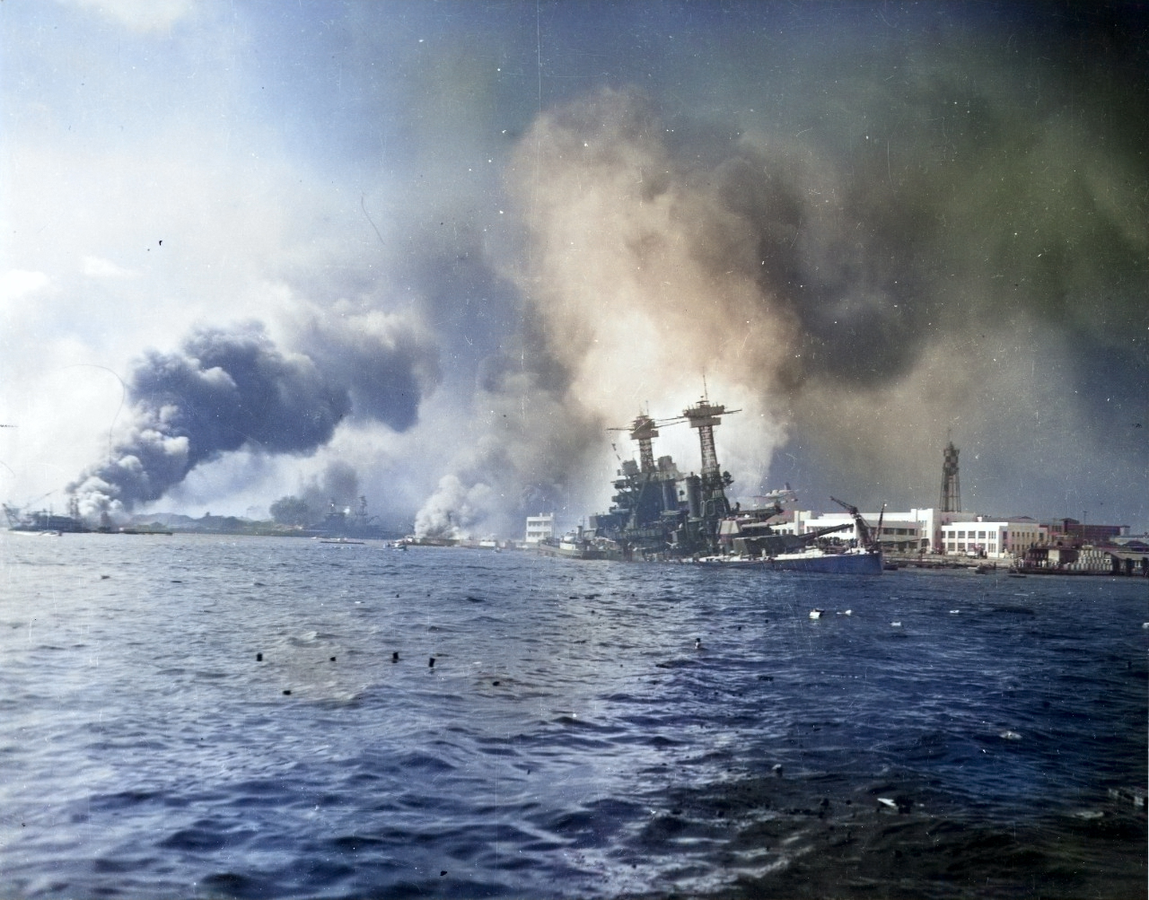 [Photo] A view down Pearl Harbor’s main channel during the Japanese air ...