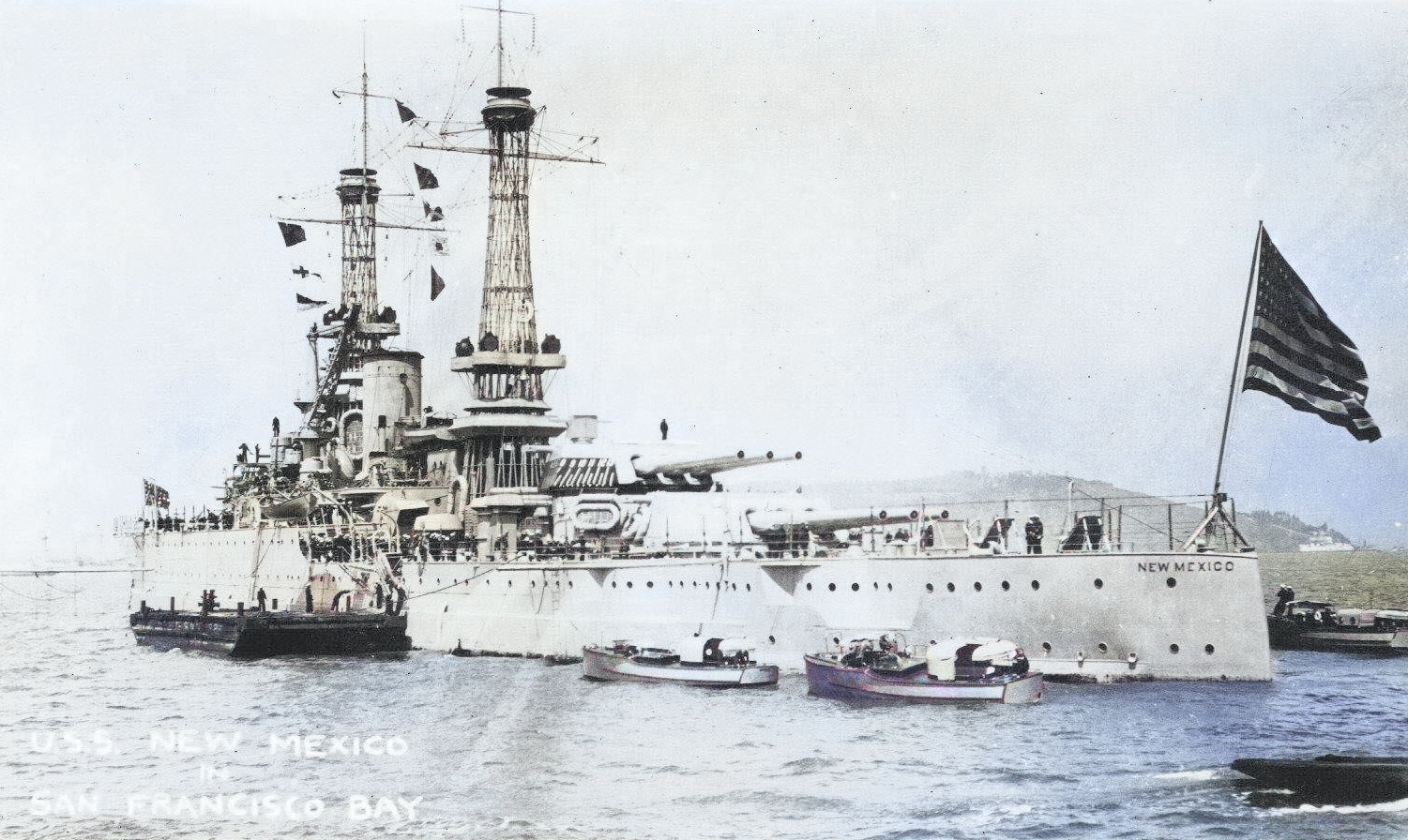 USS New Mexico at San Francisco Bay, California, United States, circa 1919 [Colorized by WW2DB]