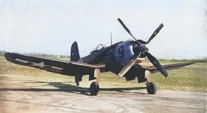 F2G-1 Corsair aircraft at rest, 1945; seen in Nov 1945 issue of US Navy publication Naval Aviation News [Colorized by WW2DB]