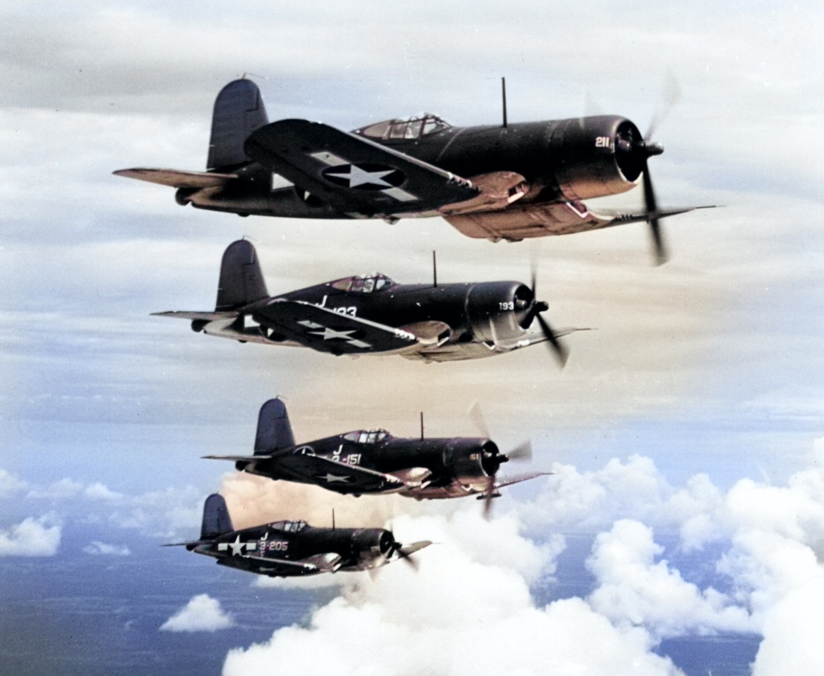 [photo] F4u 1 Corsair Fighters In Flight Over Naval Air Station