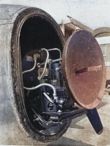 Close-up view of an AN/APS-3 radar mounted on a US Navy PV-2 Harpoon aircraft, 1946; as seen in US Navy publication Naval Aviation News dated Apr 1946 [Colorized by WW2DB]