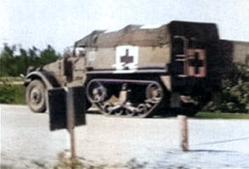 M3 half-track ambulance near Anzio, Italy, 1944 [Colorized by WW2DB]