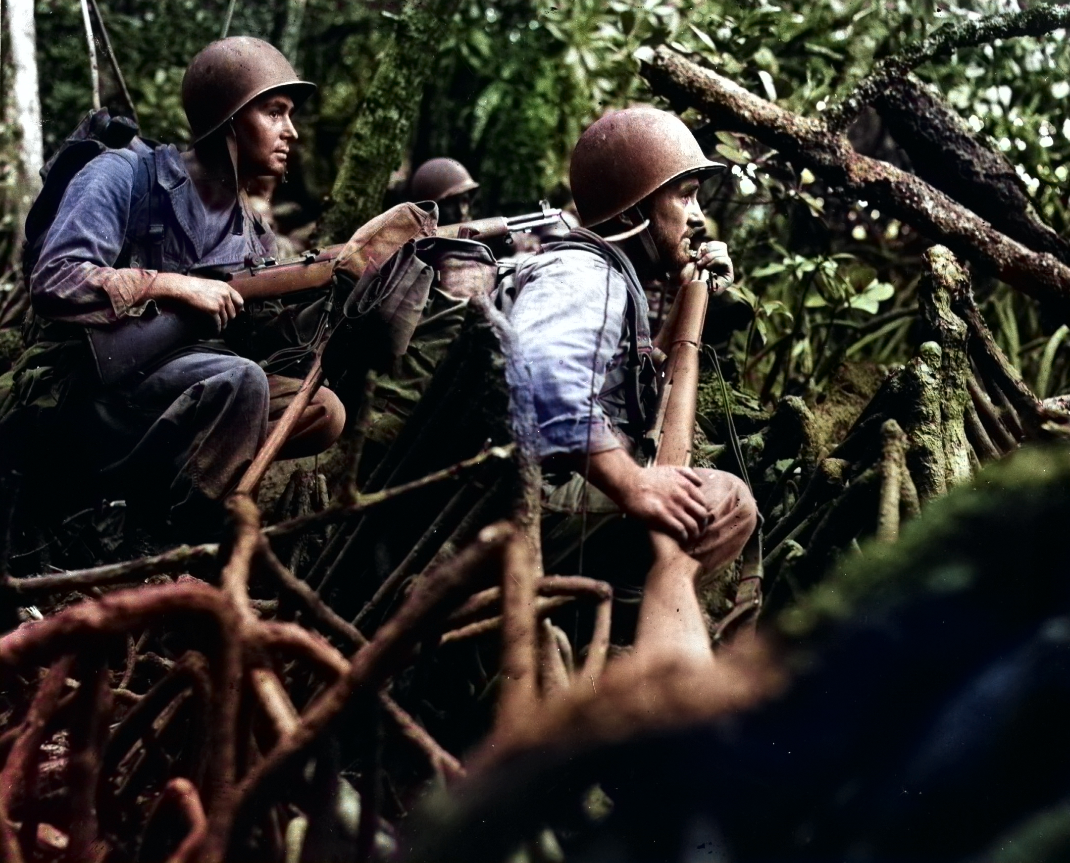 Photo US Army Infantrymen Fighting In The Jungles Of Vella Lavella   Battle Solomons50 