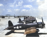 FG-1D Corsairs from Marine Air Wing 4 at Iwo Jima