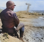 Geroge Patton observing the battlefield, Tunisia, early 1943