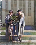 Sponsor Mrs. Allen and Maid of Honor Mrs. Rossell at Portsmouth Navy Yard, Kittery, Maine, United States, 20 Oct 1941