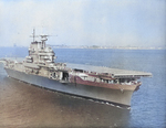 Newly commissioned aircraft carrier USS Hornet (Yorktown-class) in Hampton Roads, Virginia, United States, 27 Oct 1941.