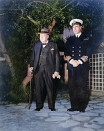 Winston Churchill and Vice Admiral Lord Louis Mountbatten in front of Churchill’s residence in Casablanca, Morocco for the Casablanca Conference, Jan 1943.