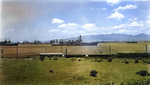 Cruiser USS Chester at Pearl Harbor, Hawaii, 1936. Note six battleships on Battleship Row and cruisers Minneapolis and New Orleans (New Orleans-class) at left. Note also the passenger train cars in the foreground.