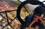 Aerial view of a Polish city through the gunner