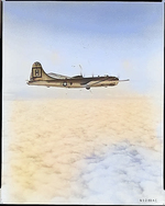 Superfortress flying above clouds, Korea, Jan 1951