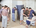 Resident of Block 14 of Jerome War Relocation Center voting for a block manager, Arkansas, United States, 17 Nov 1942