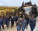 Axis prisoners of war are herded out of the city as Allied armies enter Tunis, Tunisia, May 1943