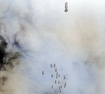 Bombs being dropped over Heito Airfield, Taiwan, 16 Oct 1944