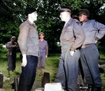 US Generals Eisenhower and Bradley speaking with a member of the French resistance, Normandy, France, summer 1944