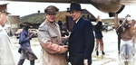 General Douglas MacArthur greeting Australian Prime Minister Joseph Chifley at Atsugi Airfield, Japan, 13 May 1946