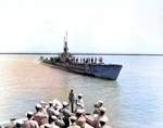 A band welcoming USS Cabrilla into port, date unknown