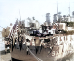 Recommissioning ceremony of USS Cassin Young, Long Beach Naval Shipyard, California, United States, 8 Sep 1951