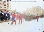 Chinese officers and men bringing a wreath to Grant