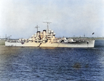 USS Helena at anchor, President Roads, Boston, Massachusetts, United States, 15 Jun 1940, photo 1 of 2; photo taken by photographer from USS Wasp