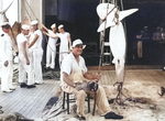 President Roosevelt fishing aboard cruiser Houston, Sullivan Bay, Galápagos Islands, Jul 1938