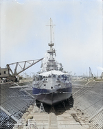 USS Oregon in drydock at New York Navy Yard, Brooklyn, New York, United States, Sep 1898